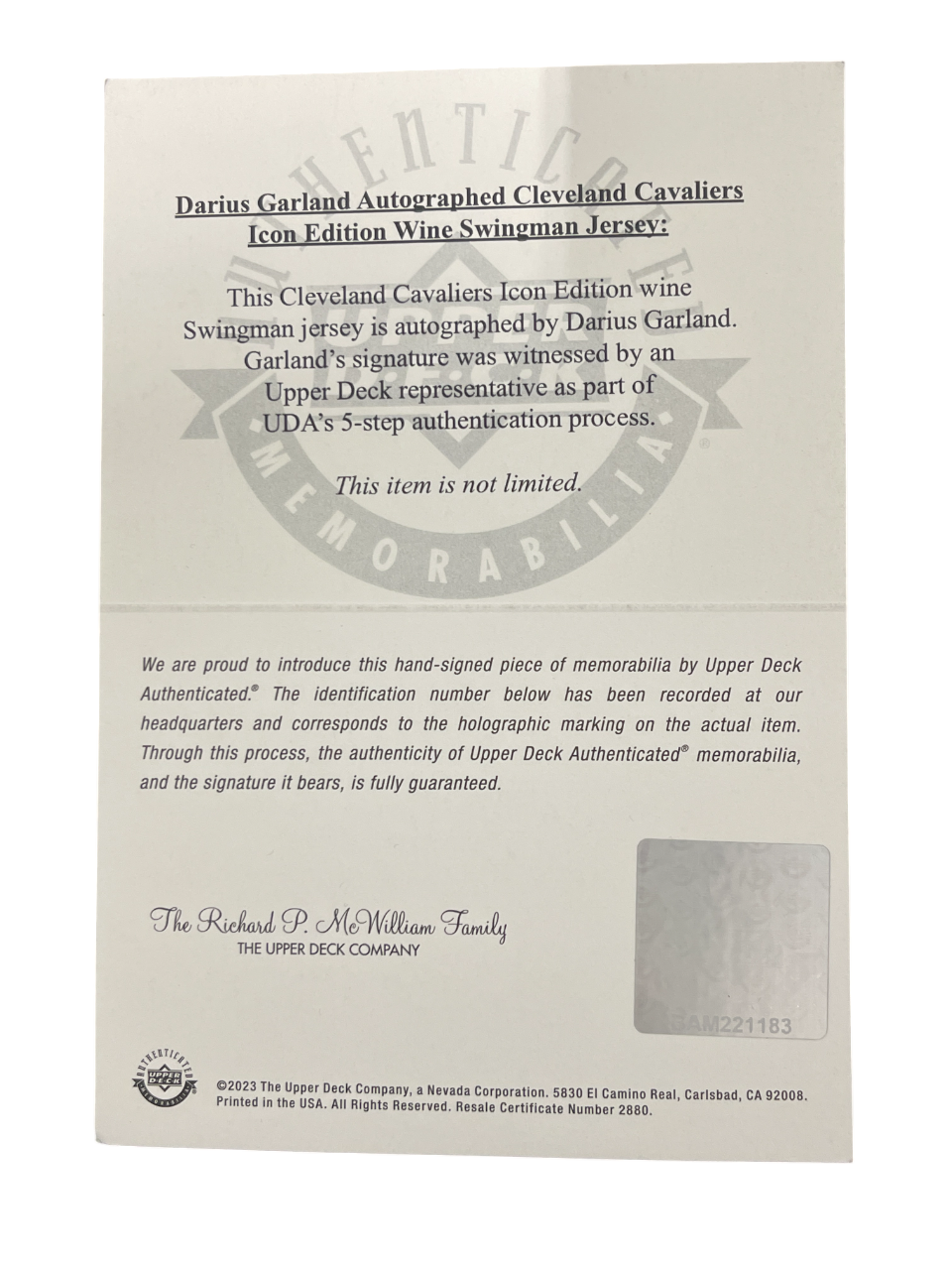 Darius Garland Signed Cavaliers Nike Swingman Jersey Upper Deck UDA COA3