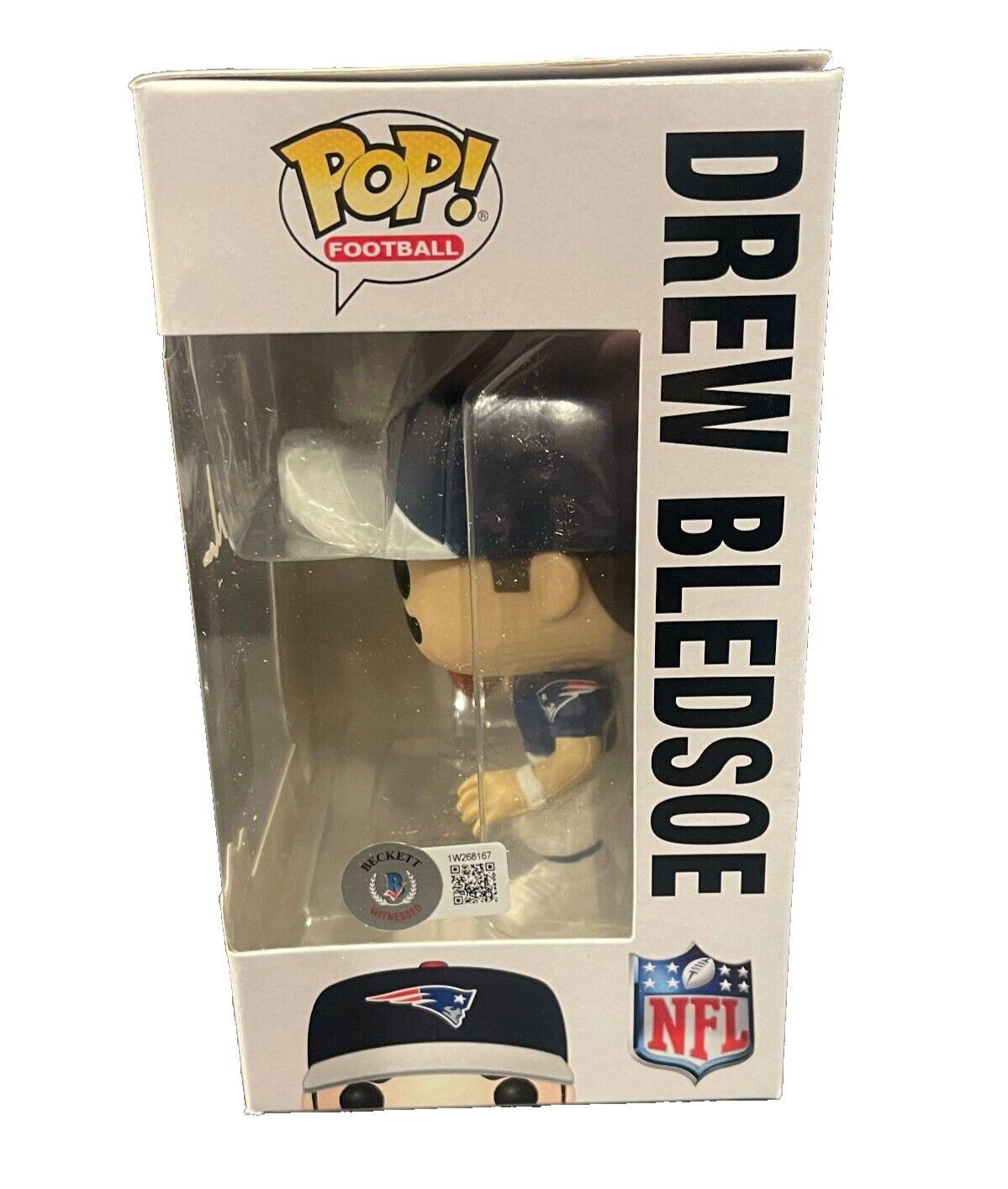 Drew Bledsoe Signed Auto Autographed Funko Pop #115 Beckett Witness BAS COA1