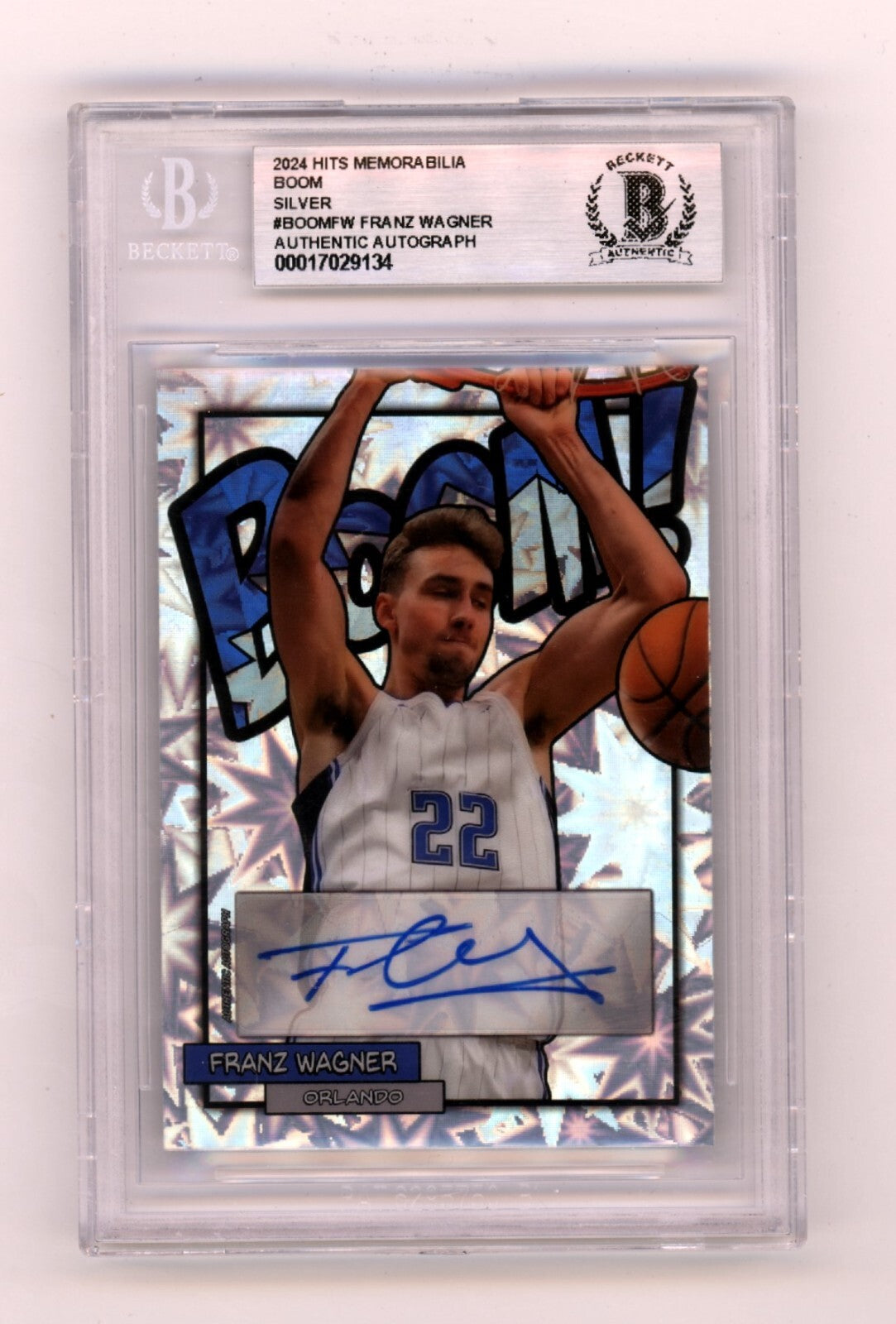 Franz Wagner 2024 Hits Memorabilia BOOM Silver #/22 Signed BGS BAS Auto Magic0