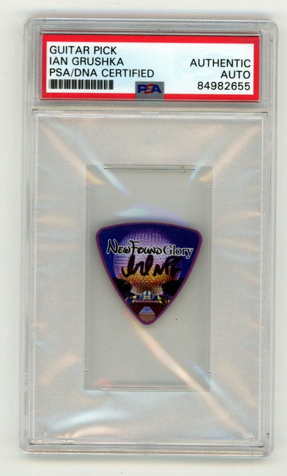 Ian Grushka New Found Glory Disney World Epcot Signed Guitar Pick PSA AUTHENTIC0