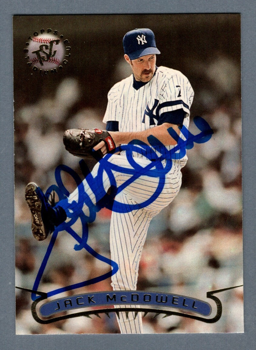 Jack McDowell Signed 1996 Topps Stadium Club #8 LSCM COA New York Yankees0
