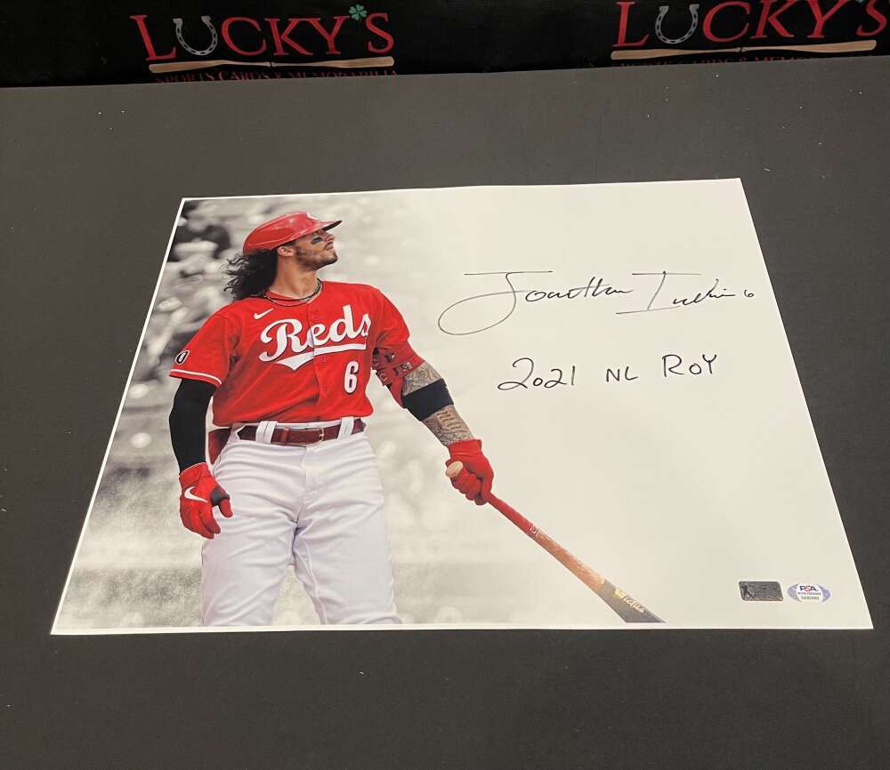 Jonathan India Signed Auto 16x20 Photo Spotlight Standing PSA COA 2022 NL ROY0