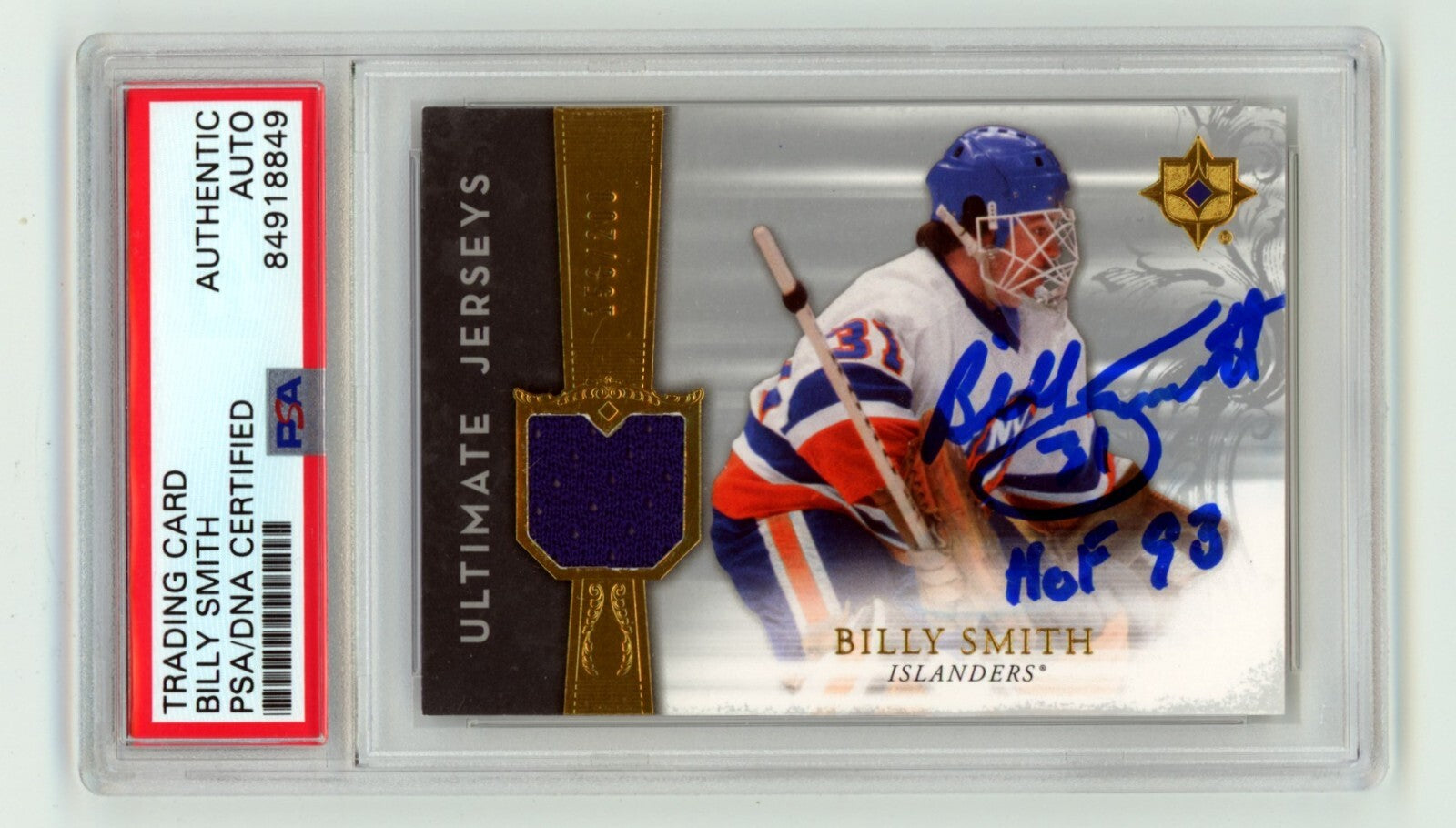 Billy Smith 2006-07 UD Ultimate Collection #UJ-BI Relic Signed HOF /200 PSA Auto0