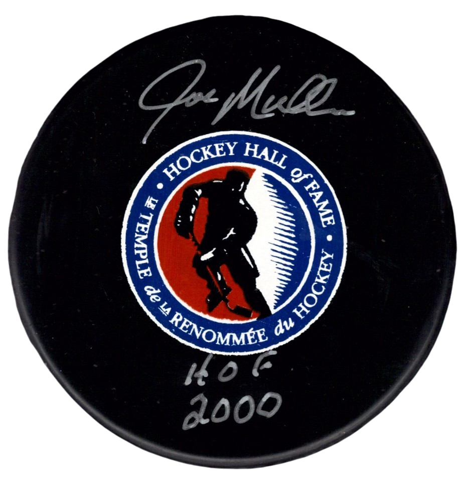 Joe Mullen Signed Autographed HOF Logo Puck w/ HOF 2000 JSA Witness COA0
