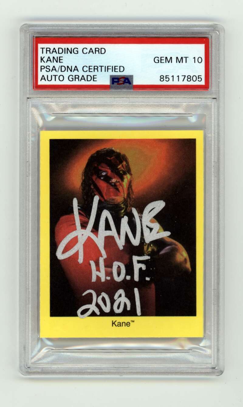 Kane 1998 WWF Cardinal #63 Rookie RC w/ HOF 2021 Insc. Signed PSA 10 Auto0