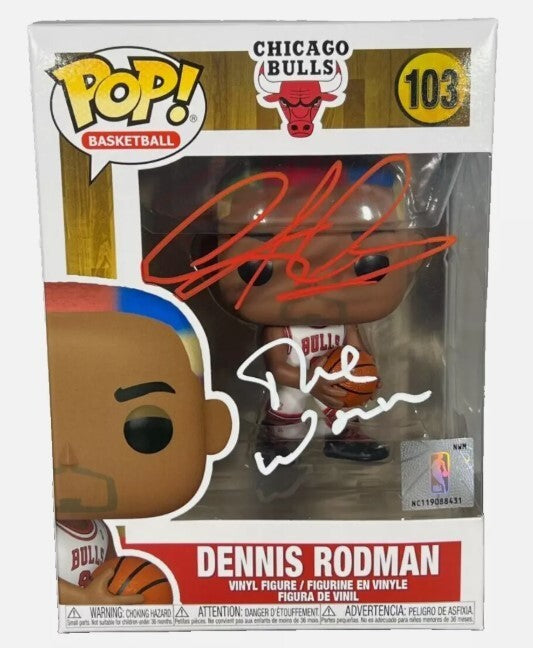 Dennis Rodman Signed Auto Funko Pop #103 The Worm Beckett Witness BAS COA Bulls0