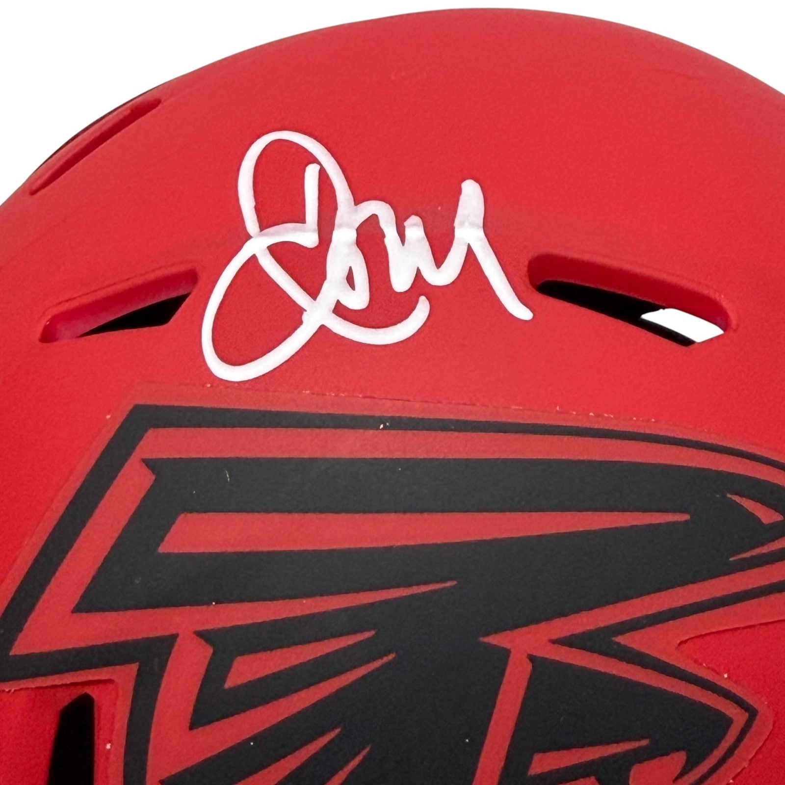 Jamal Anderson Signed Atlanta Falcons Rave Mini Helmet JSA Witness COA1