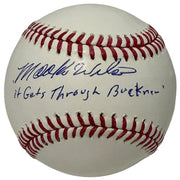 Mookie Wilson Signed ROMLB Baseball w/ It Gets Through Buckner JSA Witness COA0