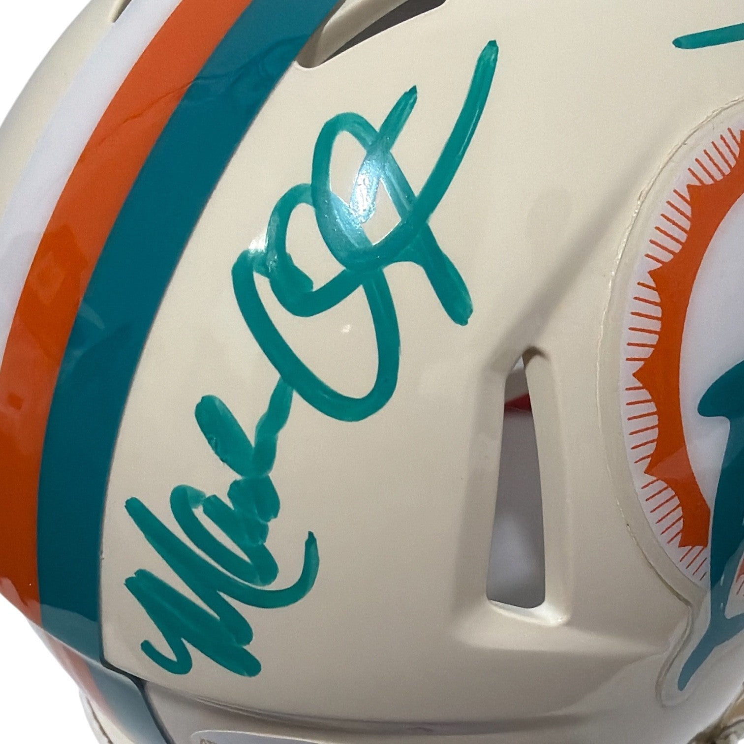 Mark Clayton & Mark Duper Dual Signed Dolphins Retro Mini Helmet JSA Witness COA1