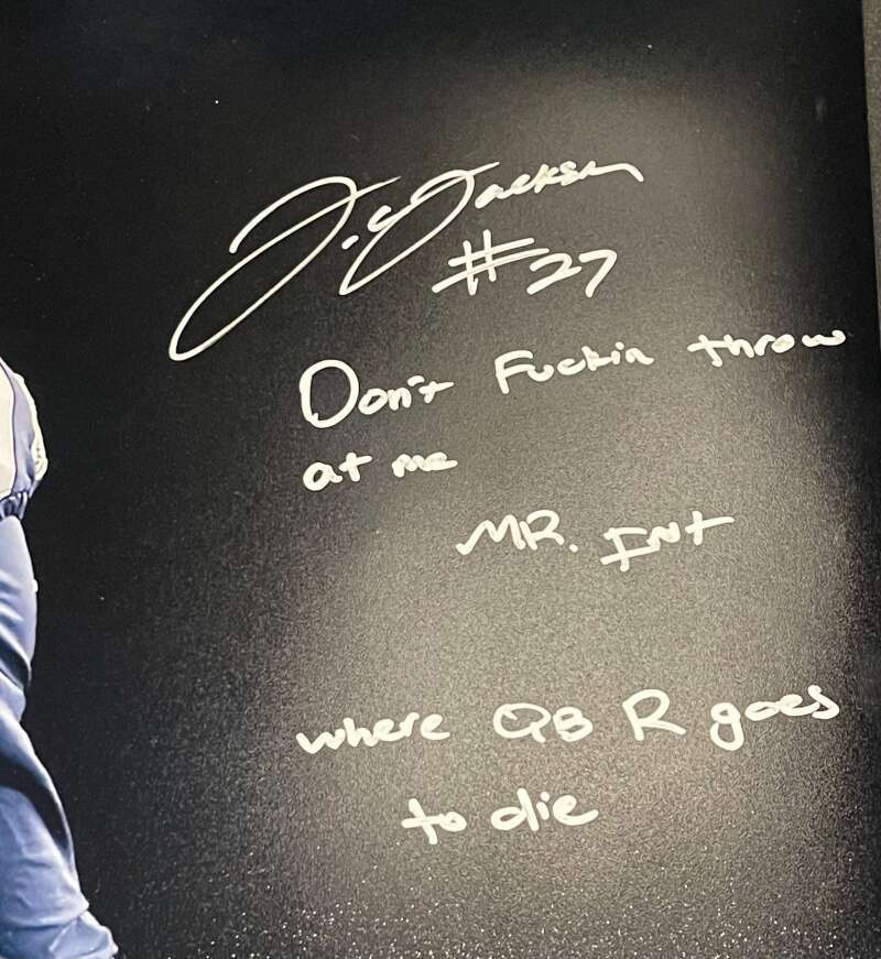 JC Jackson Signed Auto 16x20 Photo PSA COA Rare Dont F* Throw Ins QBR Patriots1