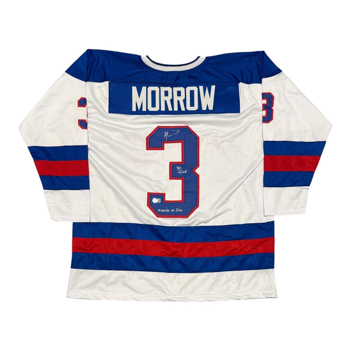 Ken Morrow Signed USA Custom Jersey w/ 80 Gold Miracle on Ice Beckett W BAS COA0
