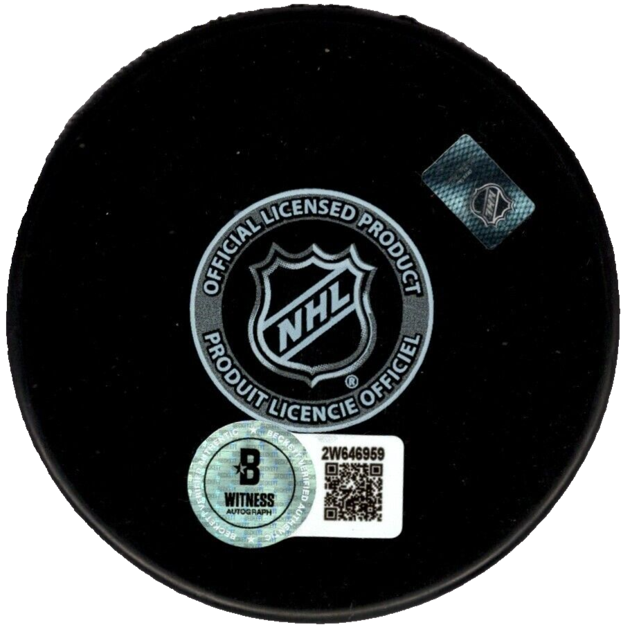Brett Hull Adam Oates Dual Signed St. Louis Blues Puck Beckett Witness BAS COA1