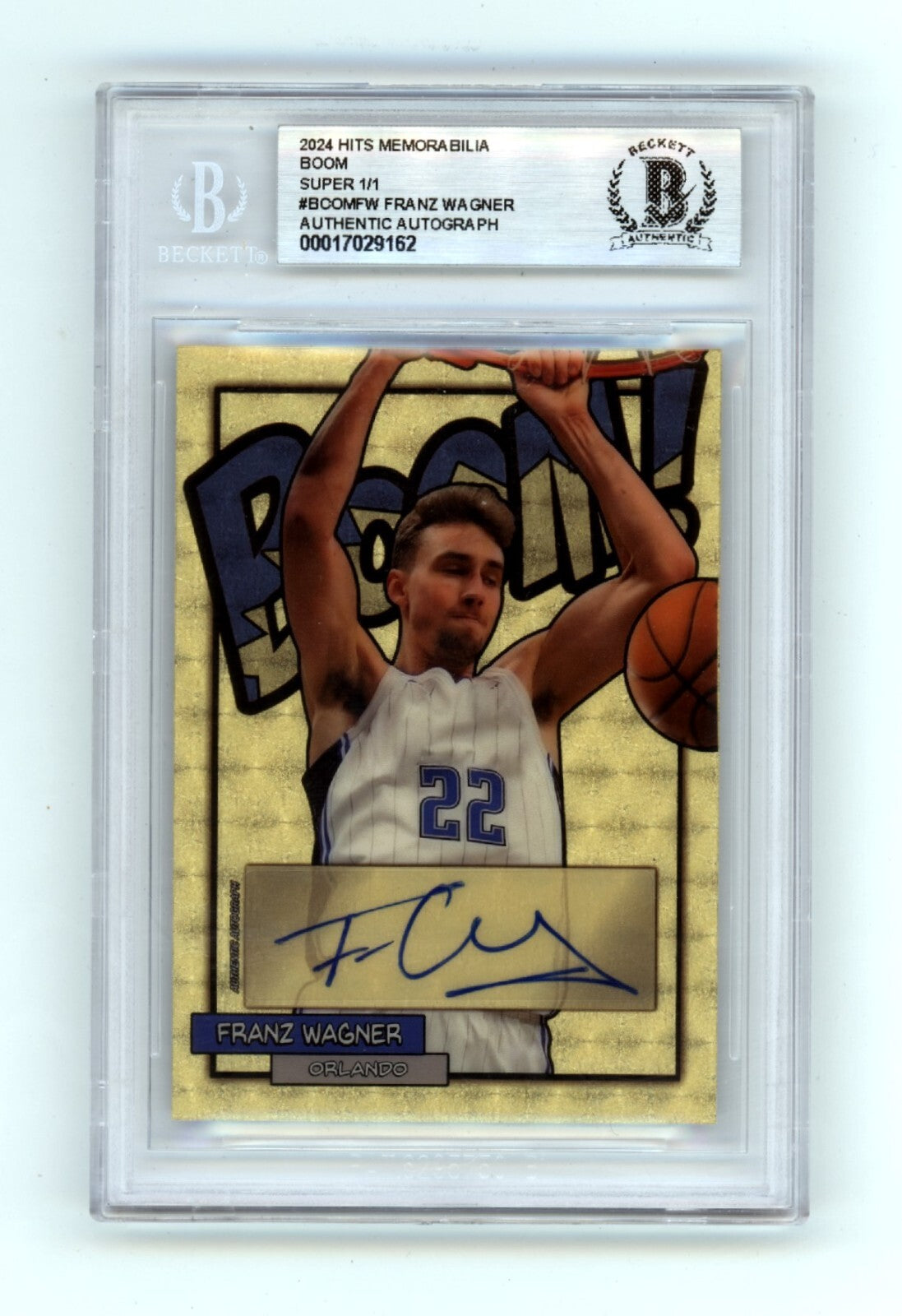 Franz Wagner 2024 Hits Memorabilia BOOM Super #1/1 Signed BGS BAS Auto Magic0