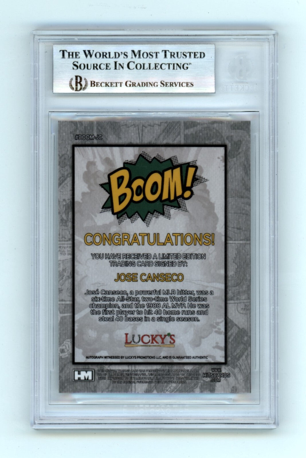 Jose Canseco 2024 Hits Memorabilia BOOM Silver Signed BGS BAS Auto Athletics1