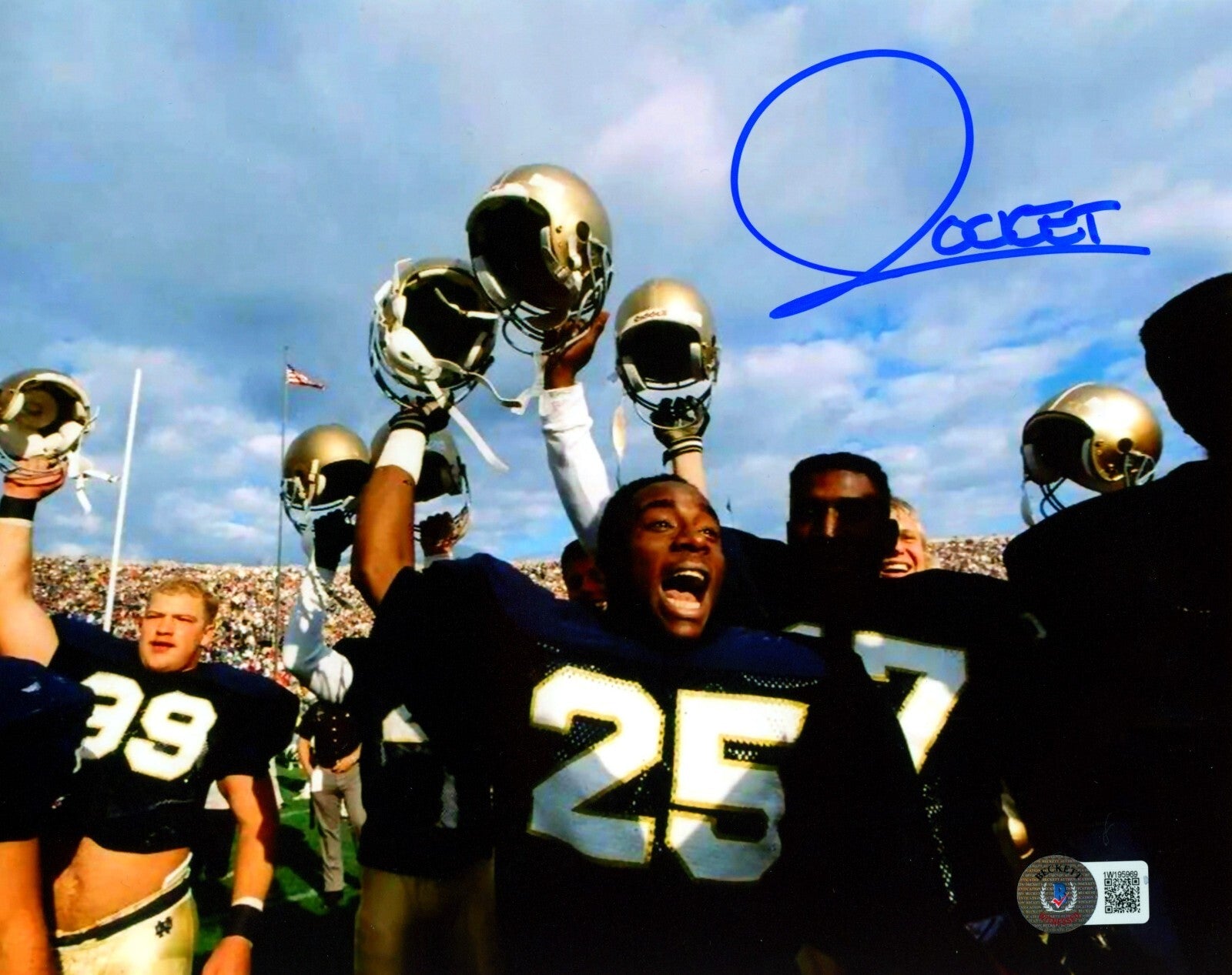 Raghib Rocket Ismail Signed Notre Dame 8x10 Photo Beckett Witness BAS COA #30