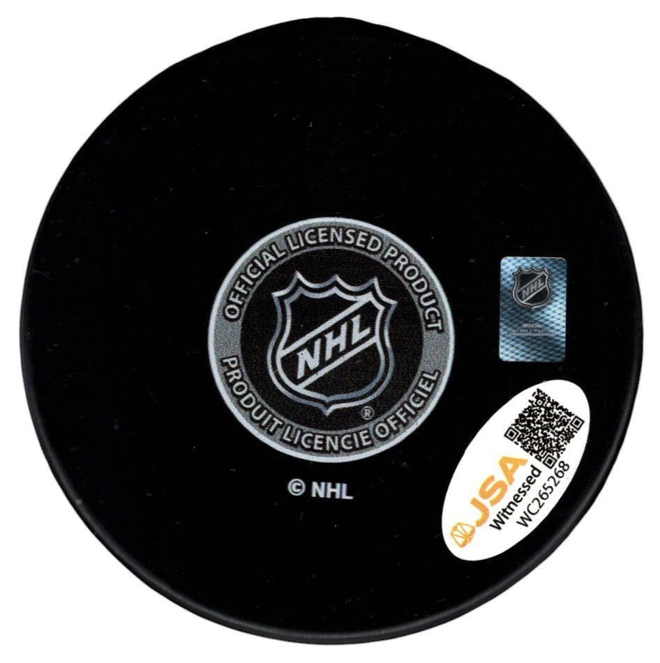 Dennis Seidenberg Signed Boston Bruins Logo Puck w/ 2011 SC Champs JSA Wit. COA1