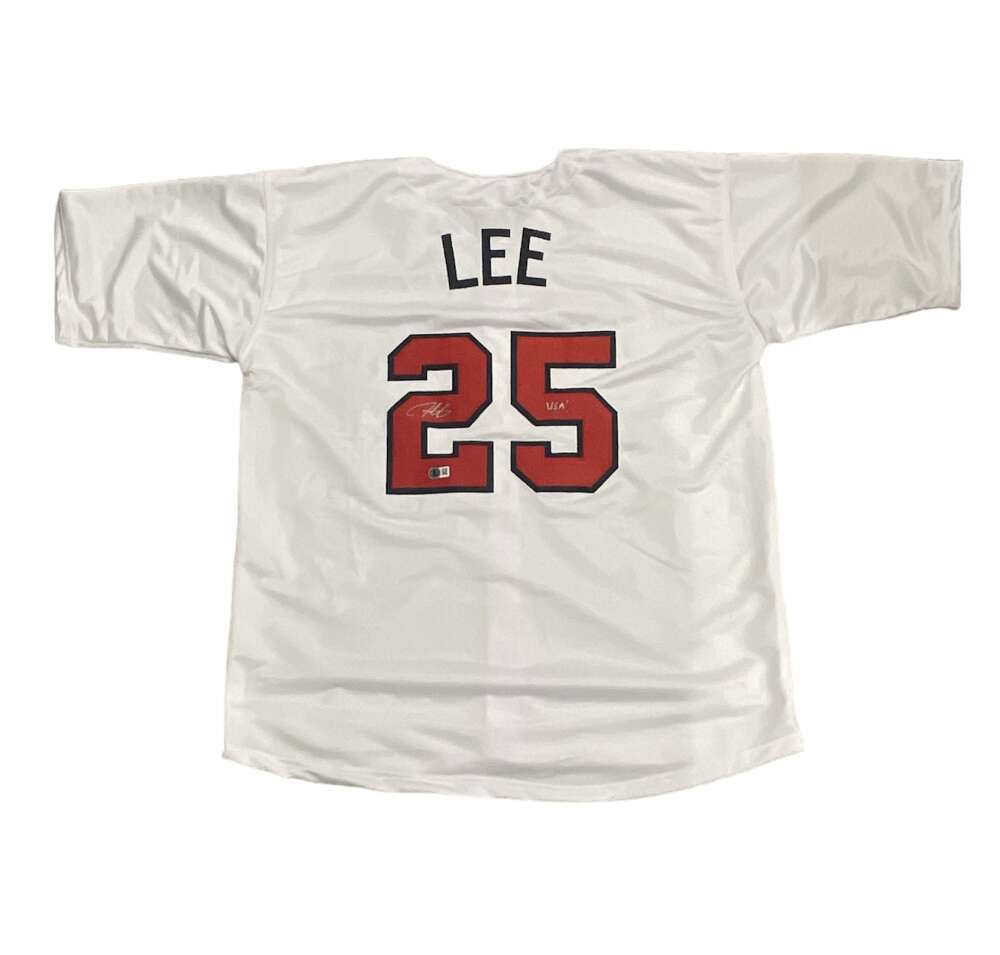 Derrek Lee Signed USA WBC Custom Jersey w/ USA! Beckett Witness BAS COA0