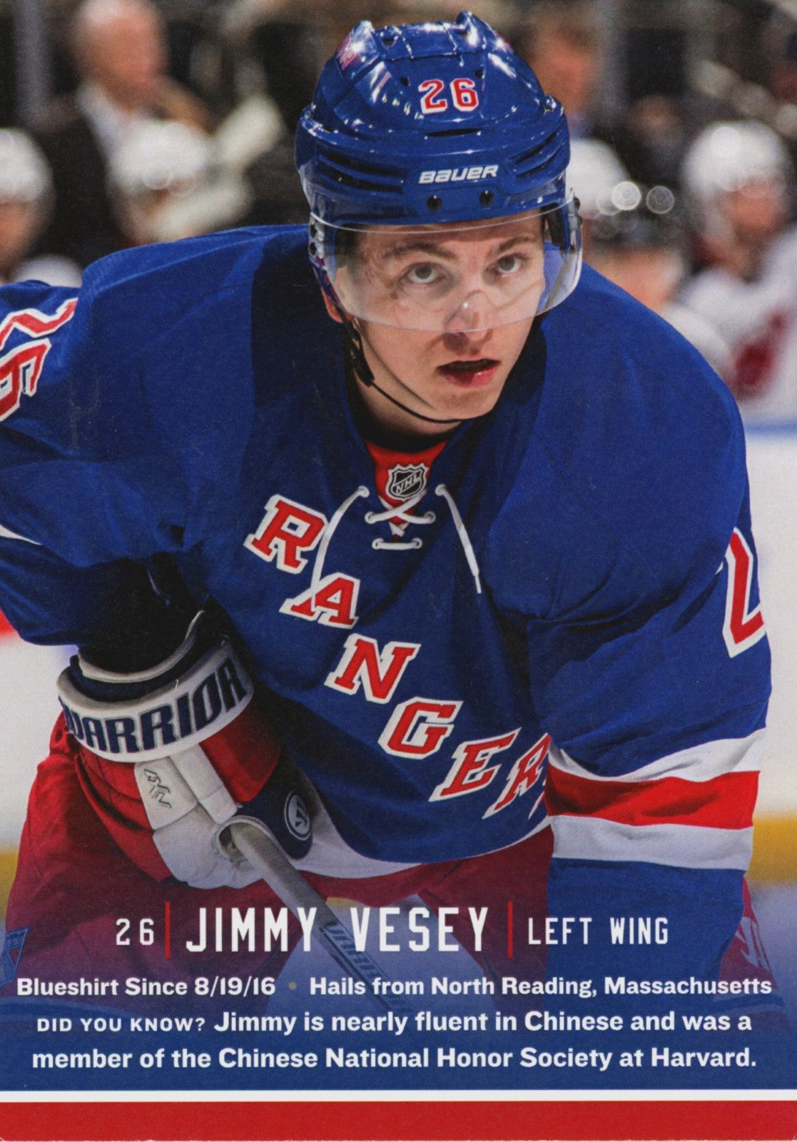 Jimmy Vesey Signed Autographed New York Rangers Photo Card NY Rangers COA1