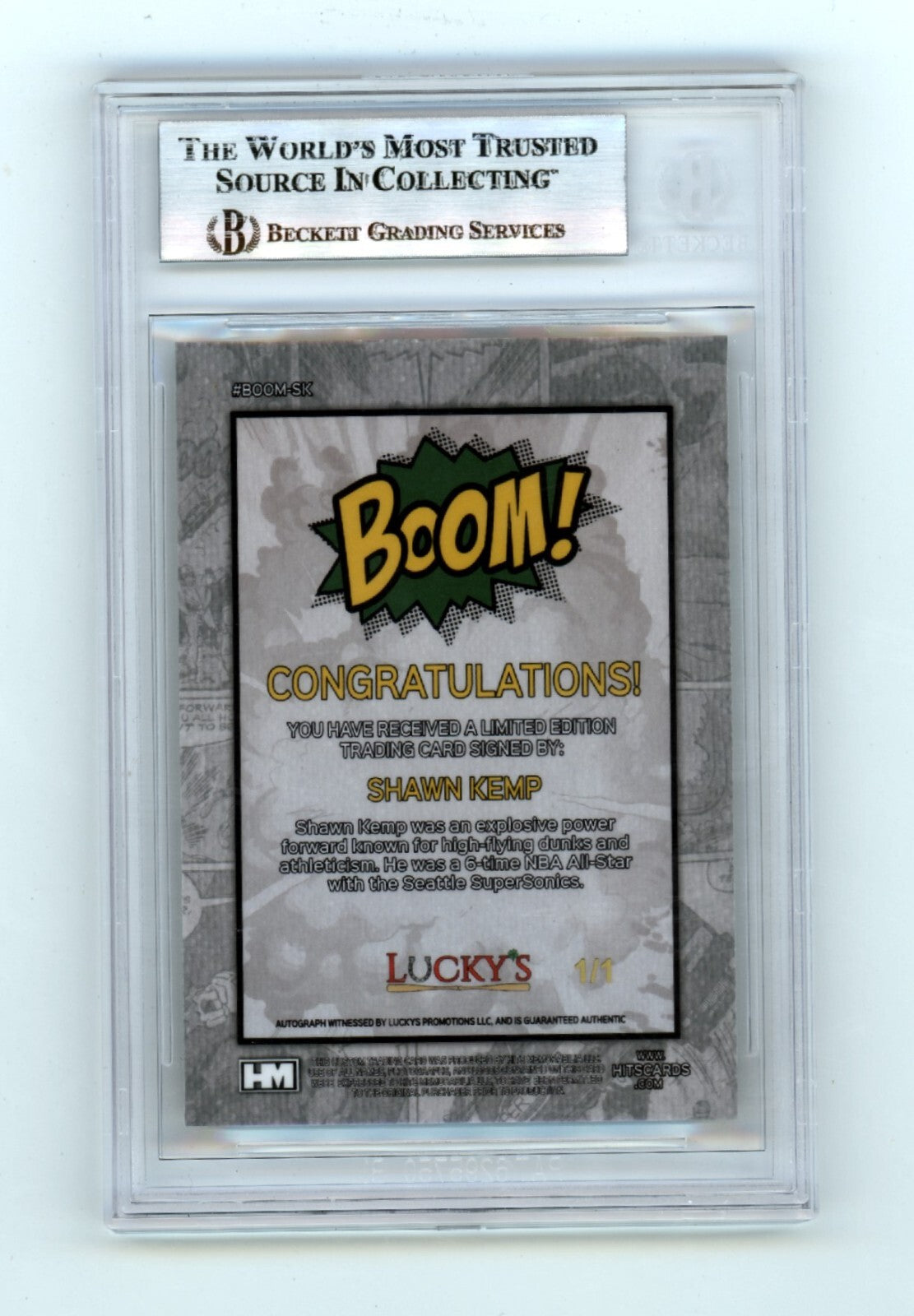 Shawn Kemp 2024 Hits Memorabilia BOOM Super #1/1 Signed BGS BAS Auto Sonics1