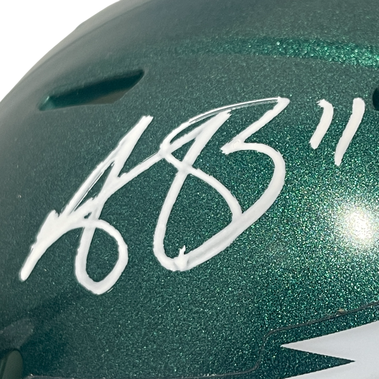 AJ Brown Signed Philadelphia Eagles Speed Mini Helmet Beckett Witness BAS COA1