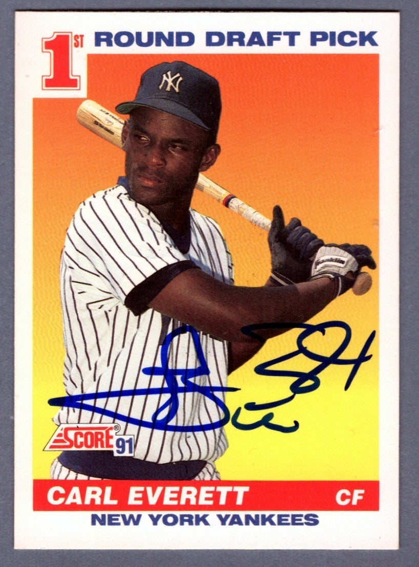 Carl Everett Signed Autographed 1991 Score #386 Rookie RC LSCM COA NY Yankees0