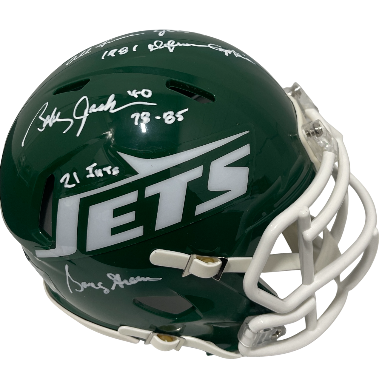 Bobby Jackson Signed Jets TB Mini Helmet w/ 5x Insc Beckett Witness BAS COA0