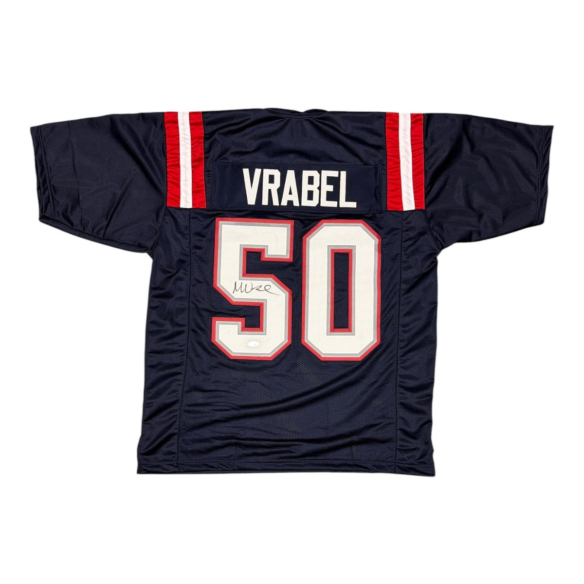 Mike Vrabel Signed New England Patriots Navy Custom Jersey JSA Witness COA0