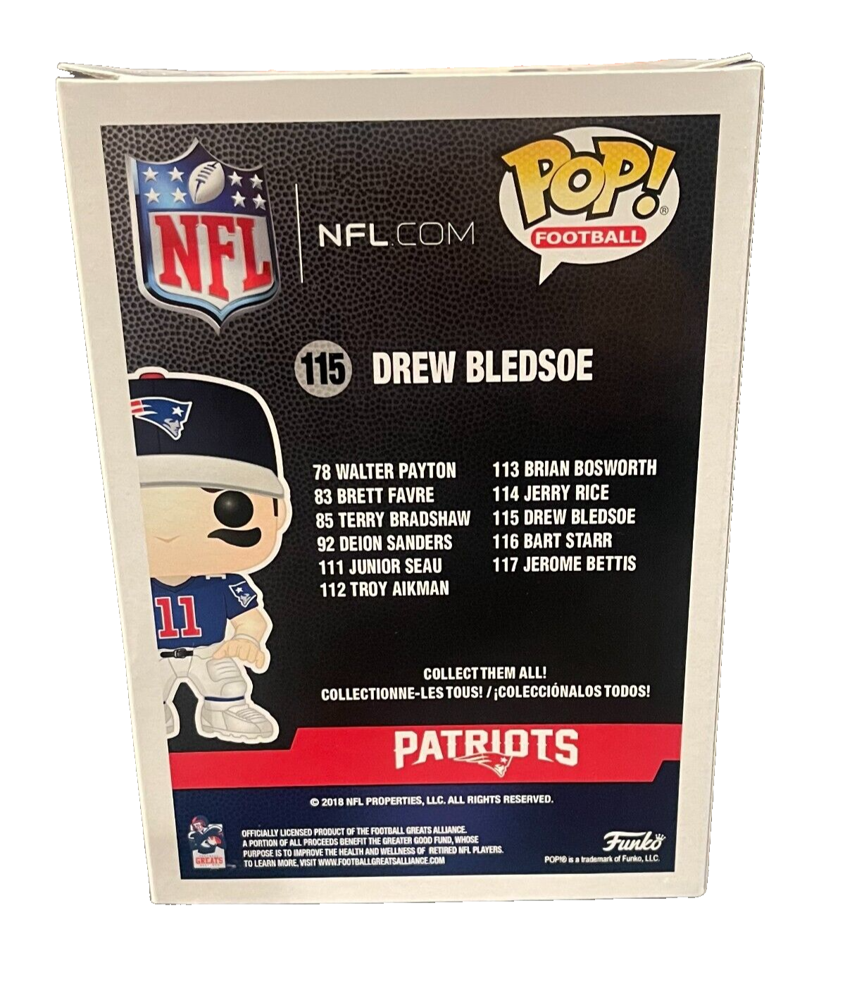 Drew Bledsoe Signed Auto Autographed Funko Pop #115 Beckett Witness BAS COA2