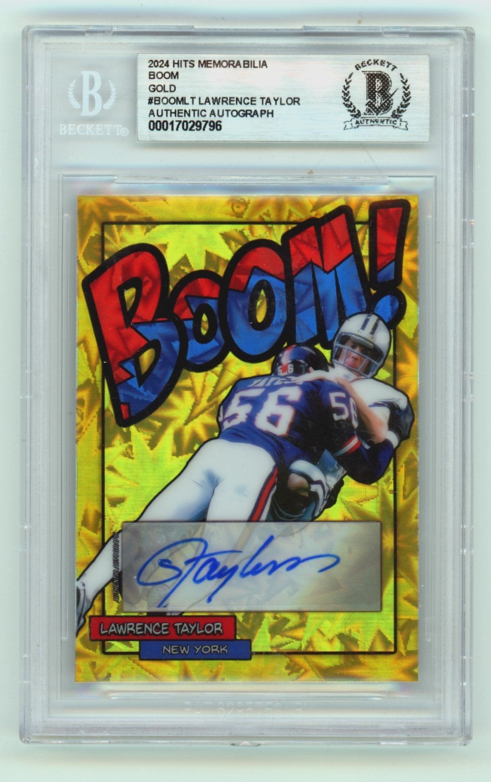 Lawrence Taylor 2024 Hits Memorabilia BOOM Gold #/5 Signed BGS BAS Auto Giants0