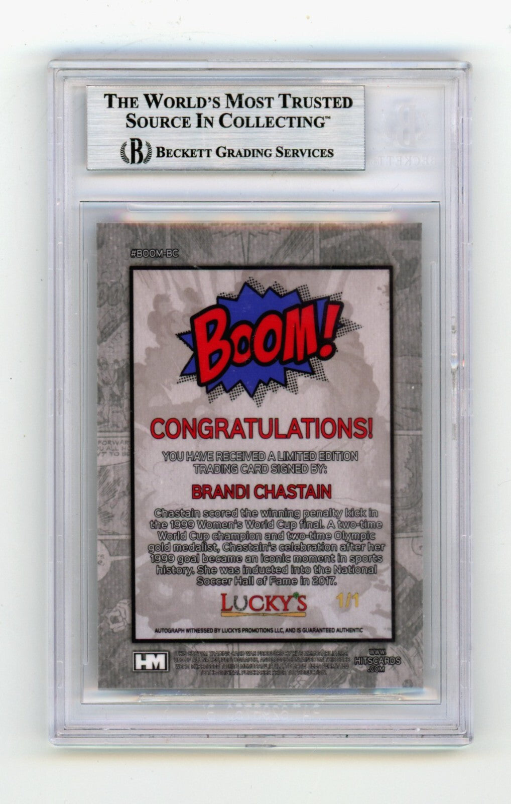 Brandi Chastain 2024 Hits Memorabilia BOOM Gold 1/1 Signed USA BGS BAS Auto1