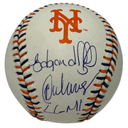 Edgardo Alfonzo & Rey Ordonez Dual Signed Mets Logo Baseball w/ LGM! JSA W COA0