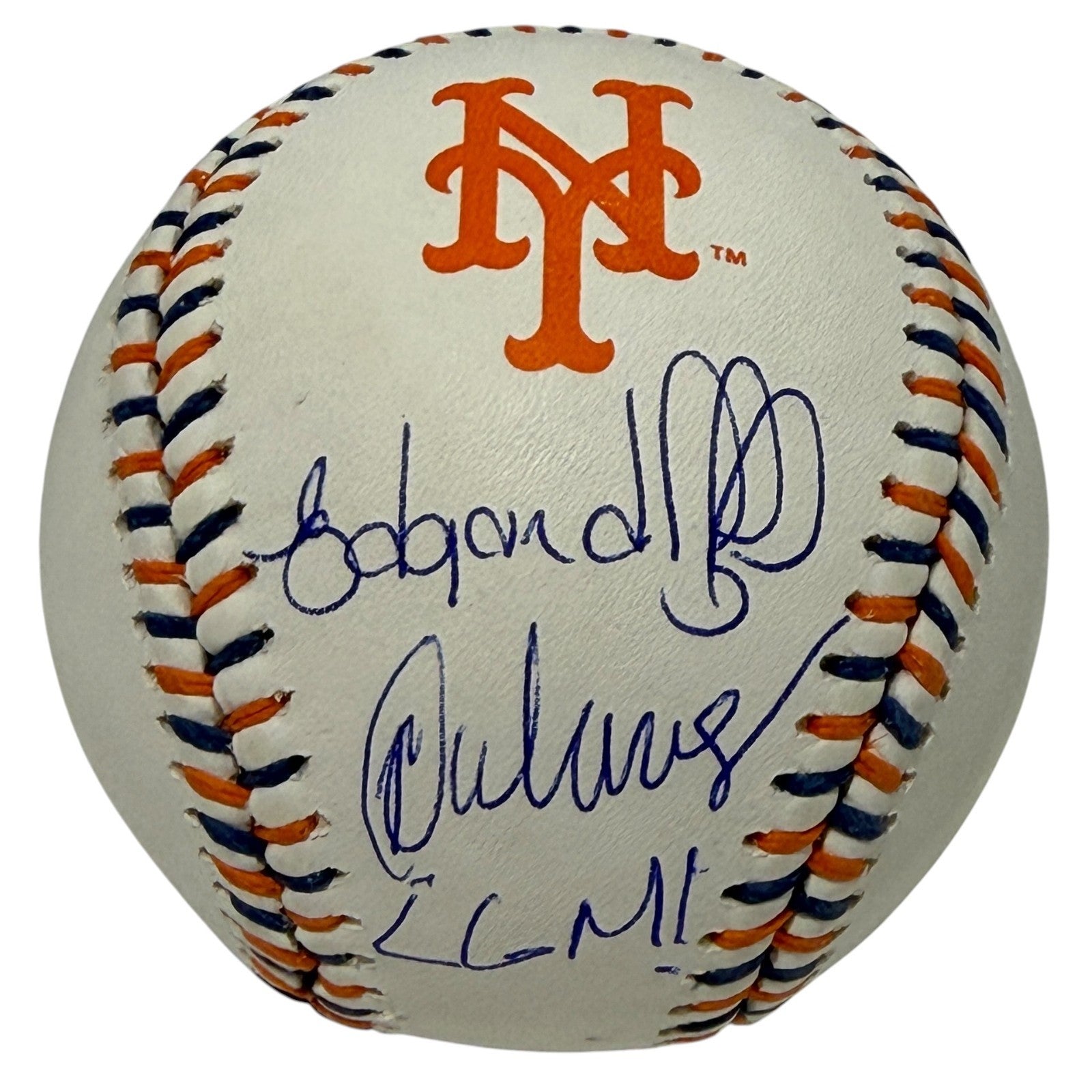 Edgardo Alfonzo & Rey Ordonez Dual Signed Mets Logo Baseball w/ LGM! JSA W COA0