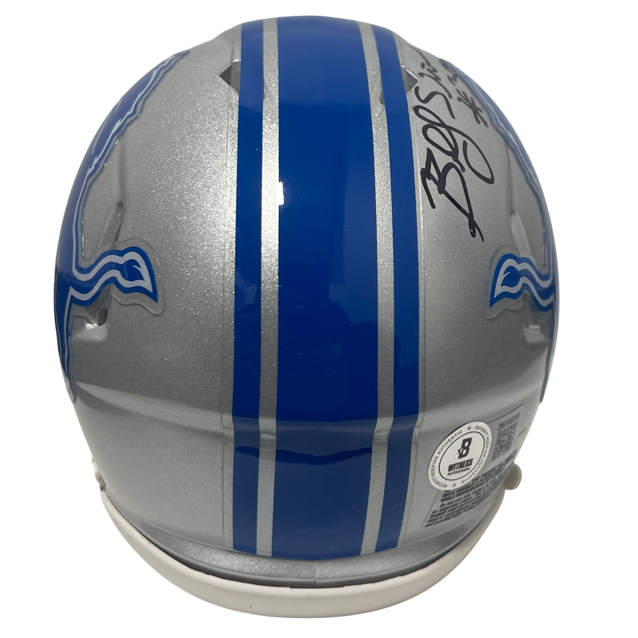 Billy Sims Signed Lions Speed Mini Helmet w/ 80 ROY Beckett Witness BAS COA3