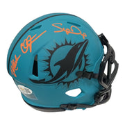 Mark Clayton & Mark Duper Dual Signed Dolphins Rave Mini Helmet JSA Wit COA0