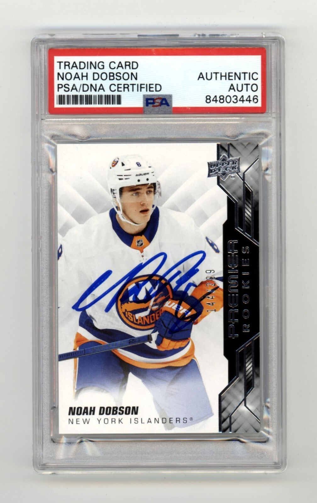 Noah Dobson 2019-20 Upper Deck Premier Rookie RC #/299 Signed PSA Auto0