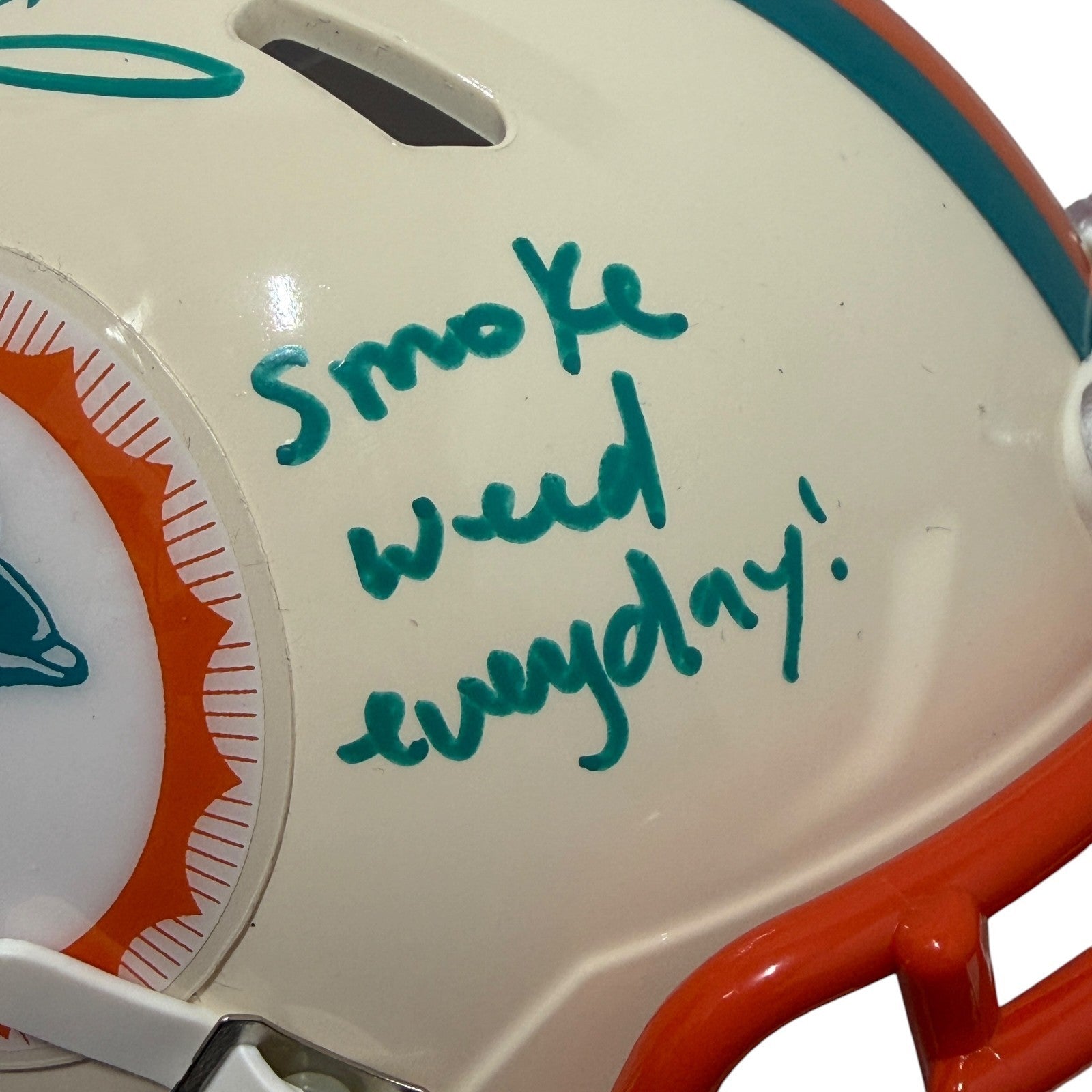 Ricky Williams Signed Dolphins Retro Mini Helmet w Smoke Weed Everyday JSA W COA2