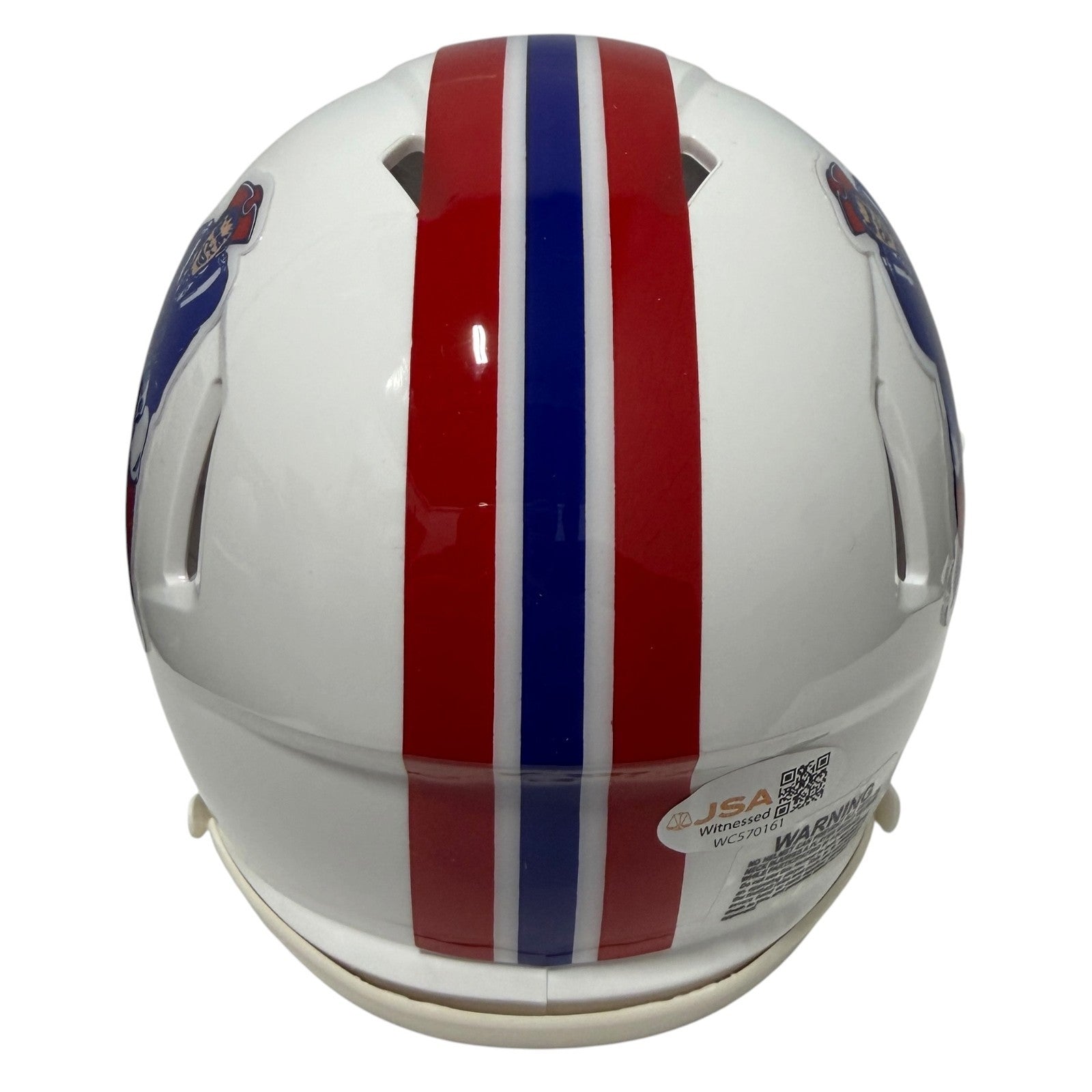 TreVeyon Henderson Signed New England Patriots TB Mini Helmet JSA Witness COA2
