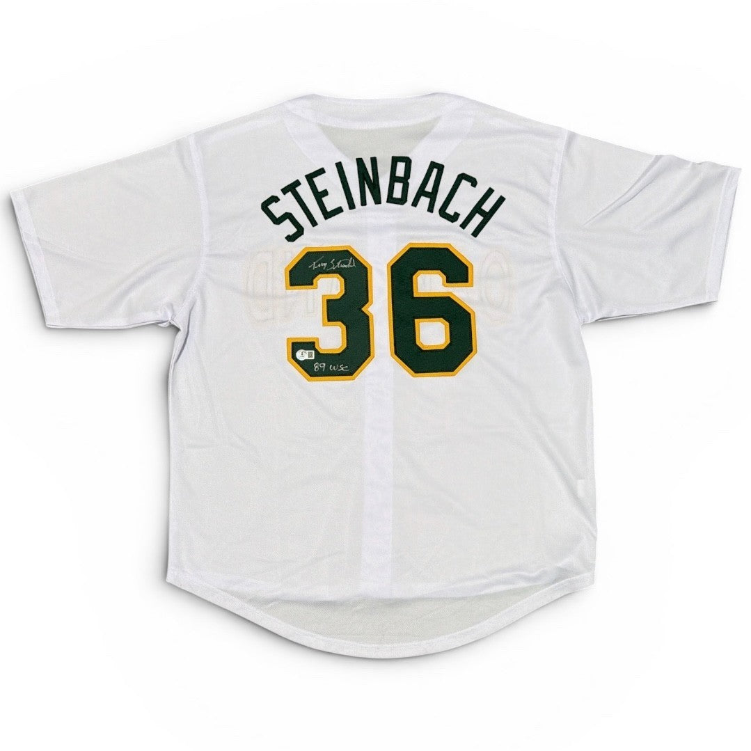 Terry Steinbach Signed Oakland Athletics Custom Jersey w/ WSC Beckett W BAS COA0