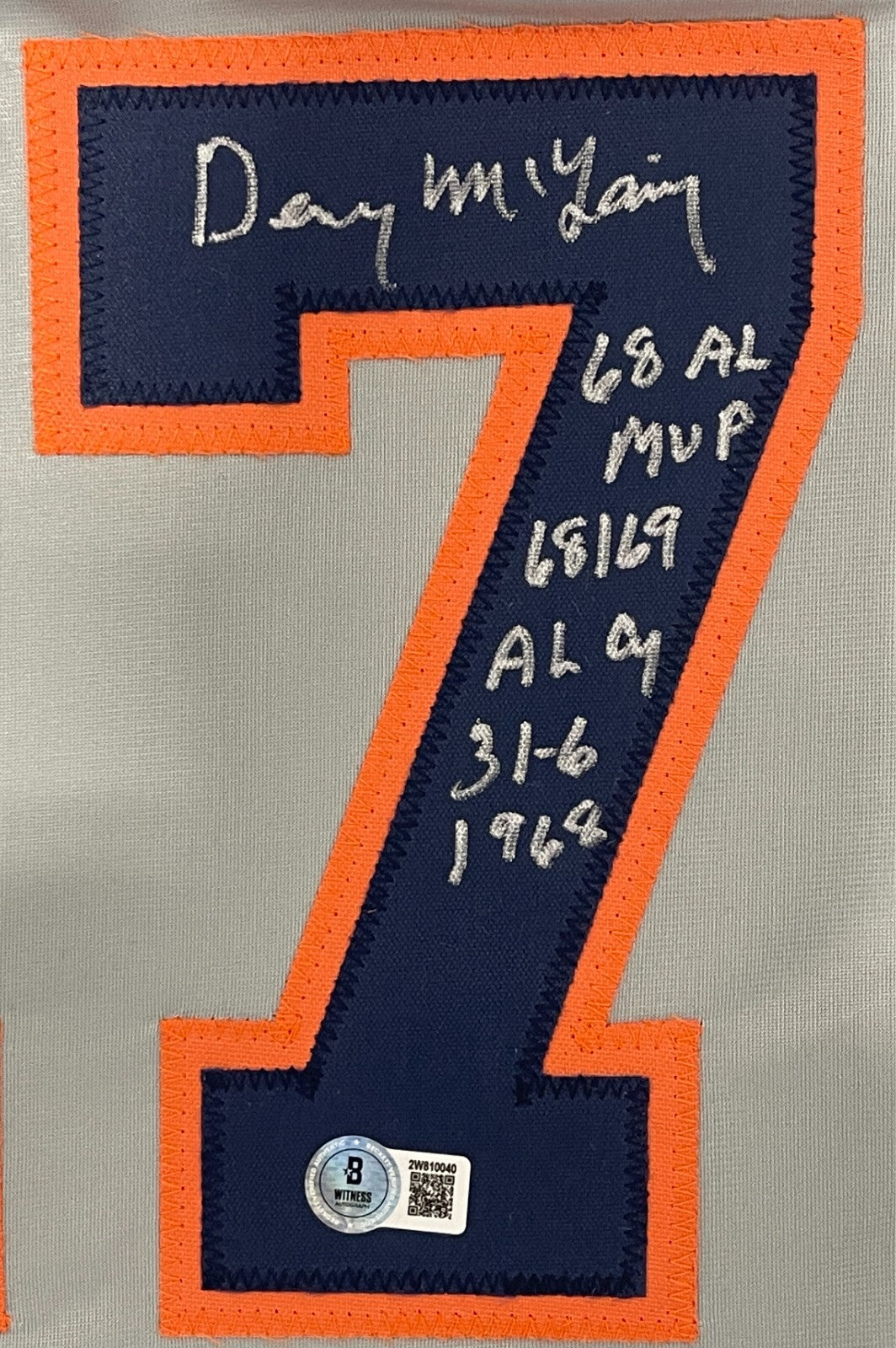 Denny McLain Signed Detroit Tigers Custom Jersey w/ 3 Insc Beckett Wit BAS COA1