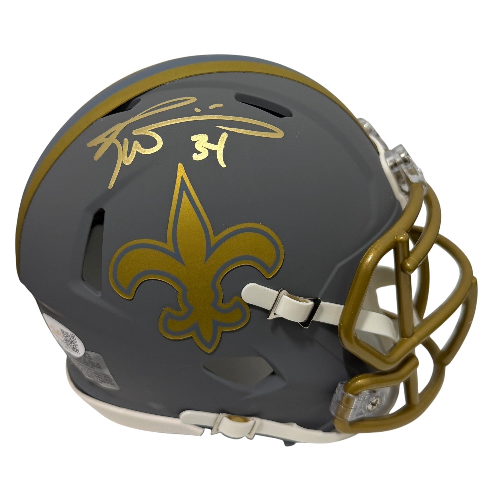Ricky Williams Signed New Orleans Saints Slate Mini Helmet JSA Witness COA0