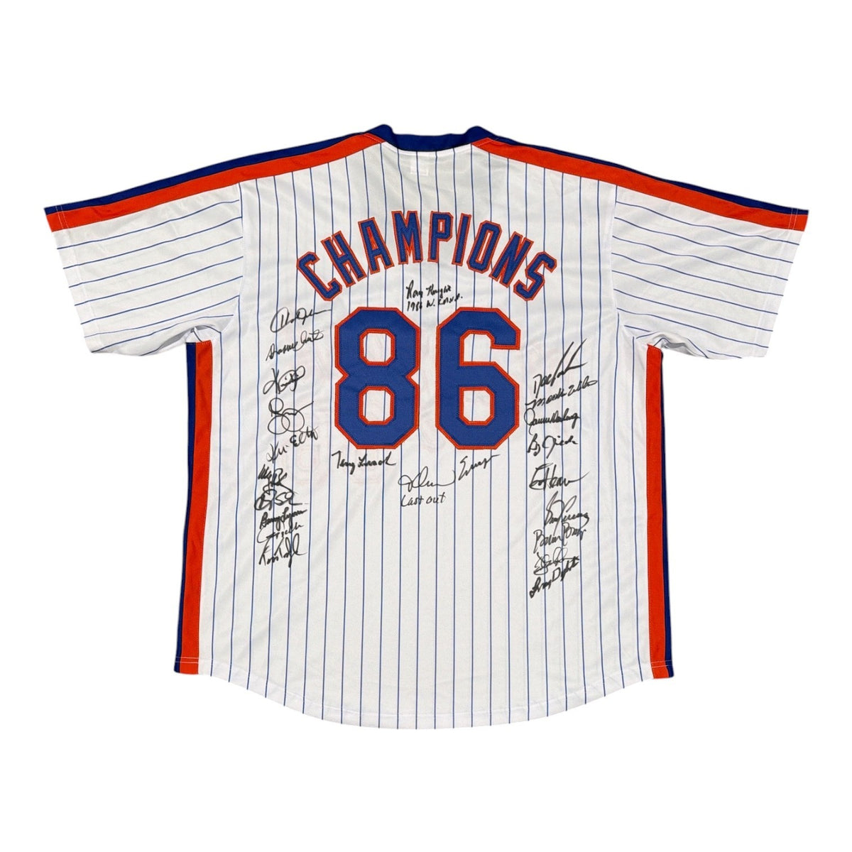 New York Mets 1986 World Series (23 Auto) Team Signed Custom Jersey Insc JSA COA0