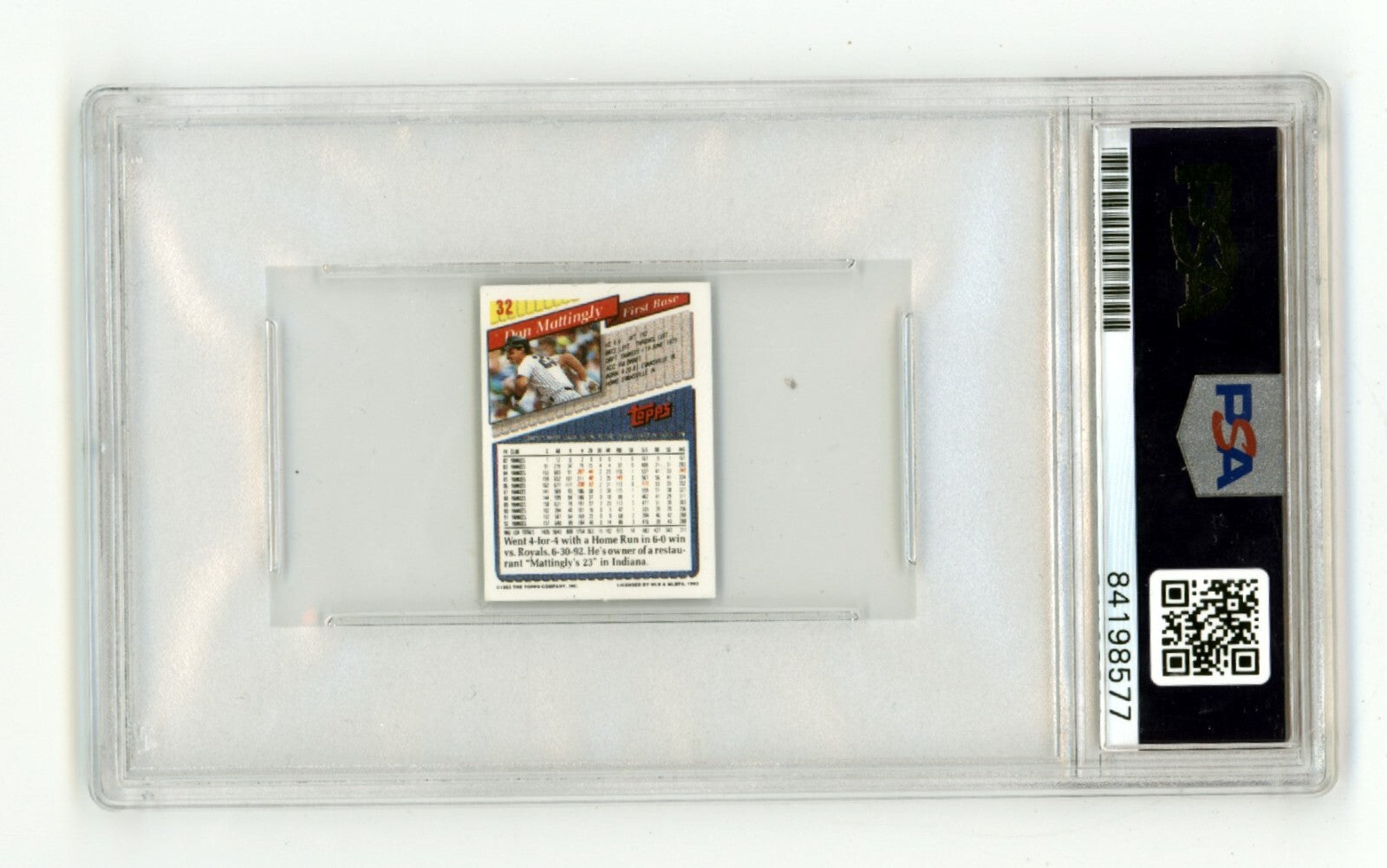 Don Mattingly 1993 Topps Micro Prism #32 Signed PSA Authentic Auto NY Yankees1