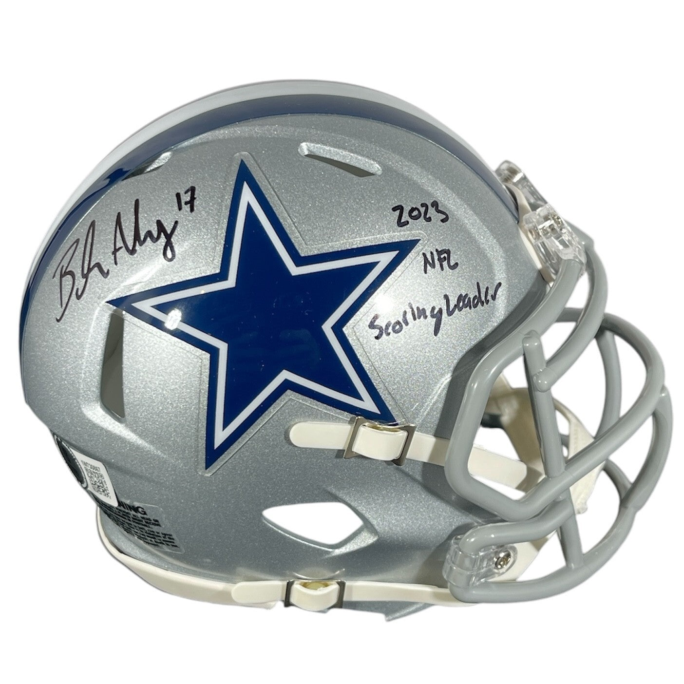 Brandon Aubrey Signed Cowboys Mini Helmet w/ Scoring Leader Beckett Wit BAS COA0