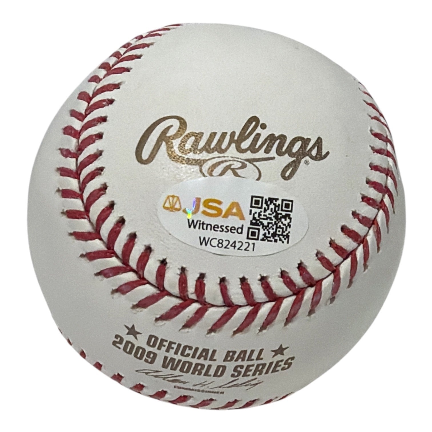 Joba Chamberlain Signed 2009 World Series Baseball w/ 09 WS Champs JSA Wit COA1