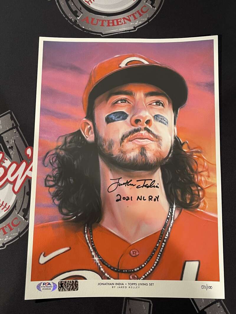 Jonathan India Signed Auto 10x14 Topps Living Art Print LE /100 PSA ITP COA ROY0