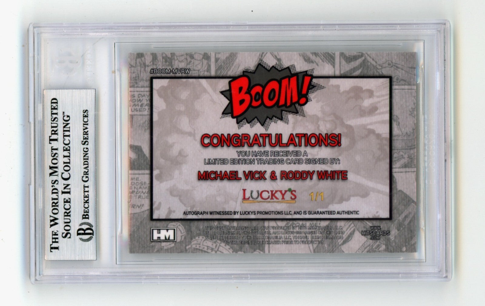 Mike Vick & Roddy White 2024 Hits Memorabilia BOOM Super 1/1 Signed BGS BAS Auto1