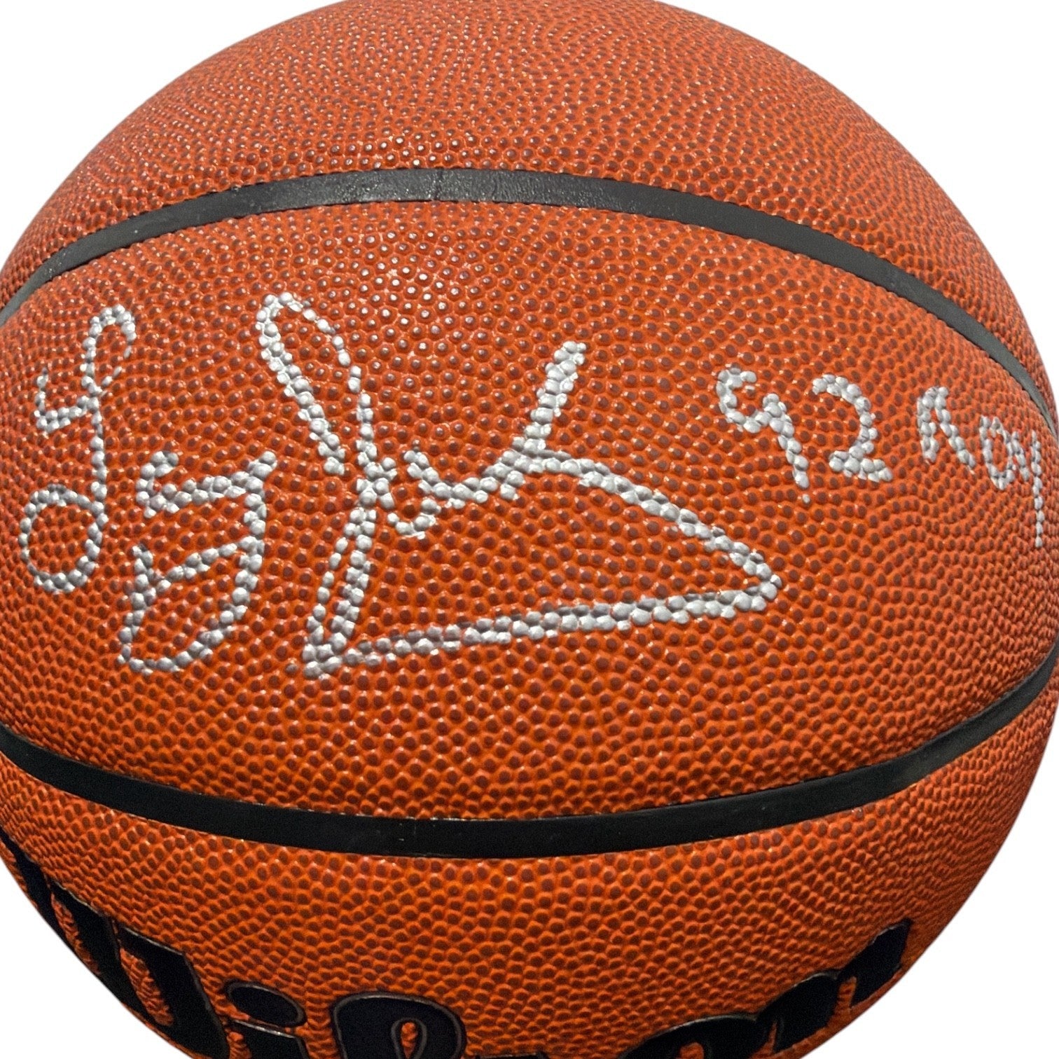 Larry Johnson Signed Autographed Wilson NBA Basketball w/ 92 ROY JSA Witness COA1