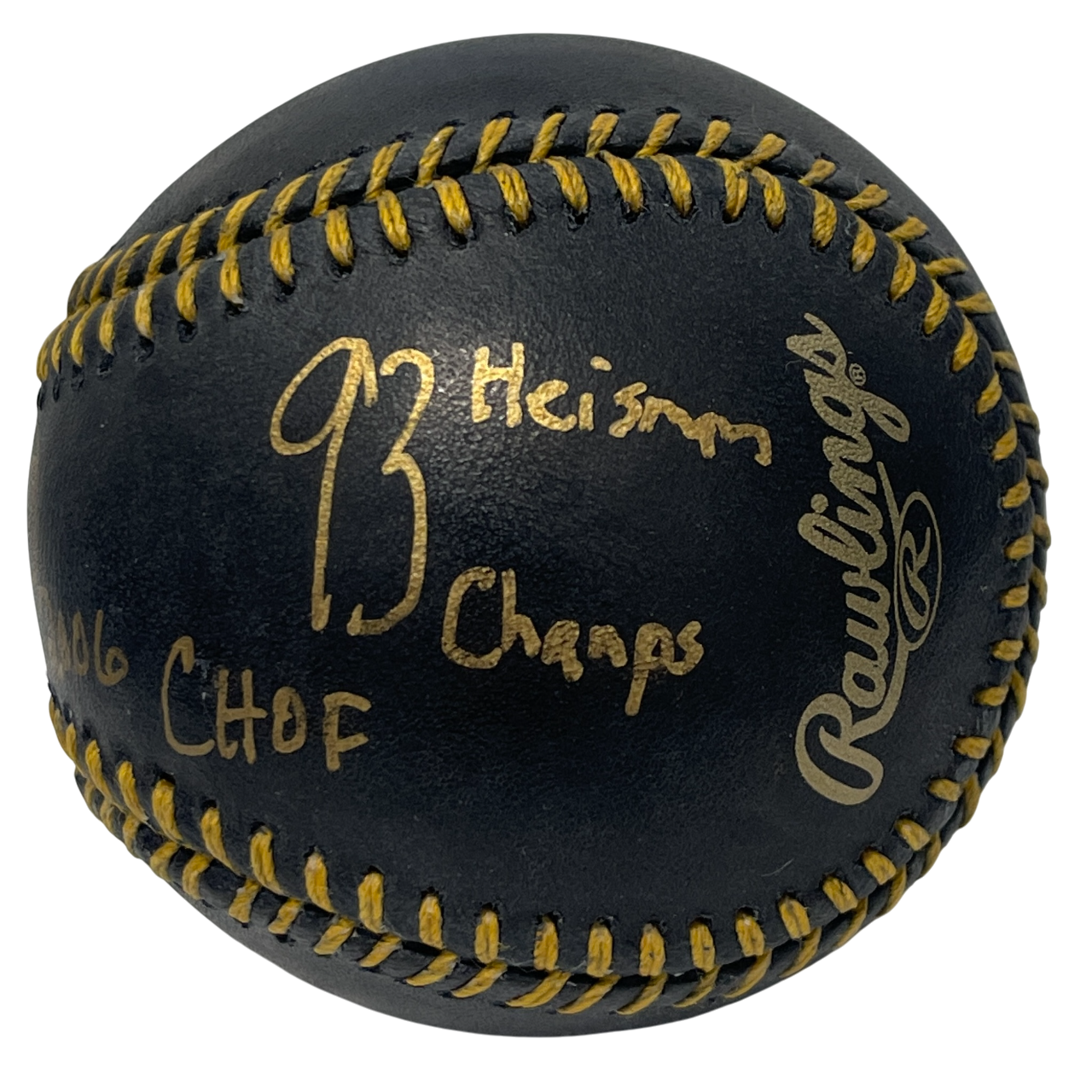 Charlie Ward Signed Black Rawlings ROMLB Baseball w/ 3 Ins PSA ITP COA1