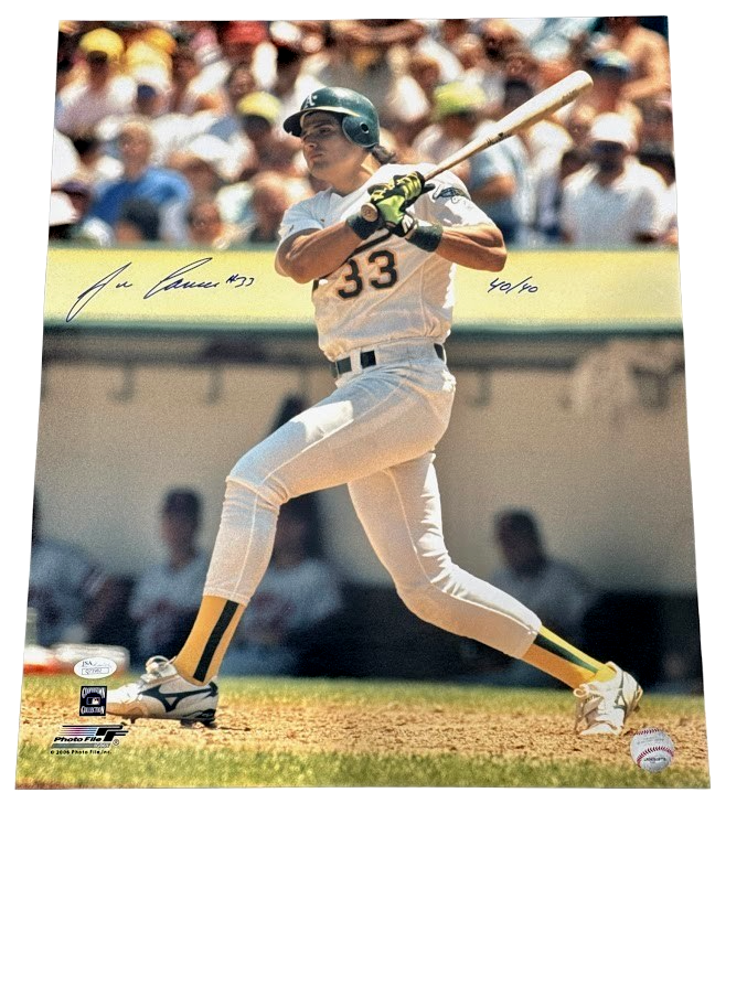 Jose Canseco Signed Athletics 16x20 Photo File with 40/40 inscription JSA COA0