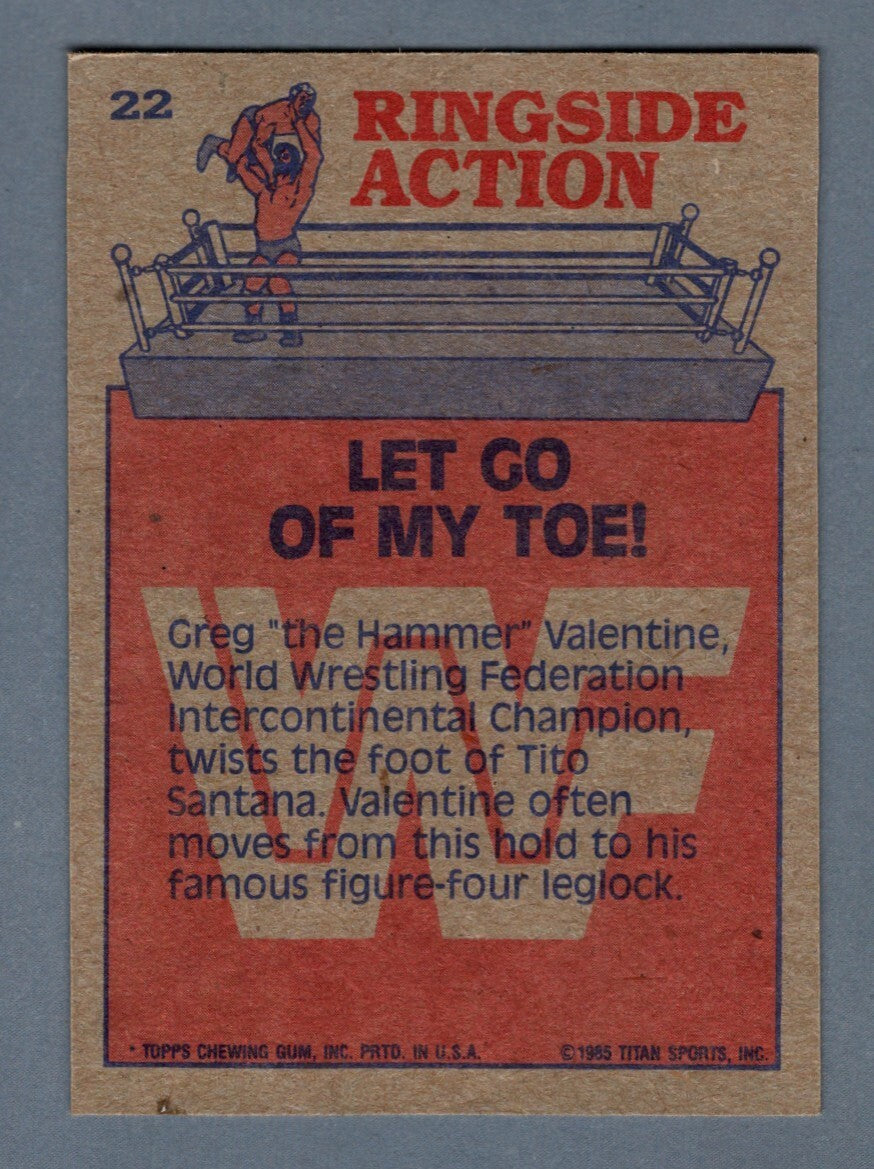 Greg "The Hammer" Valentine Signed 1985 WWF Ringside Action 22 w HOF 04 LSCM COA1